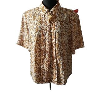 Brown and White  Short Sleeve Blouse size18W